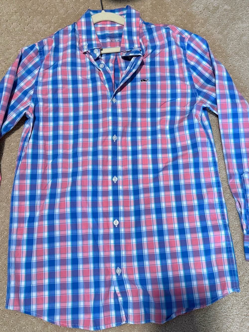 Vineyard Vines Pink and Blue Plaid Button-Down Shirt